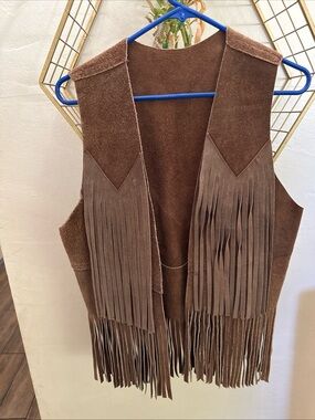 Brown suede leather fringe vest from the 70's